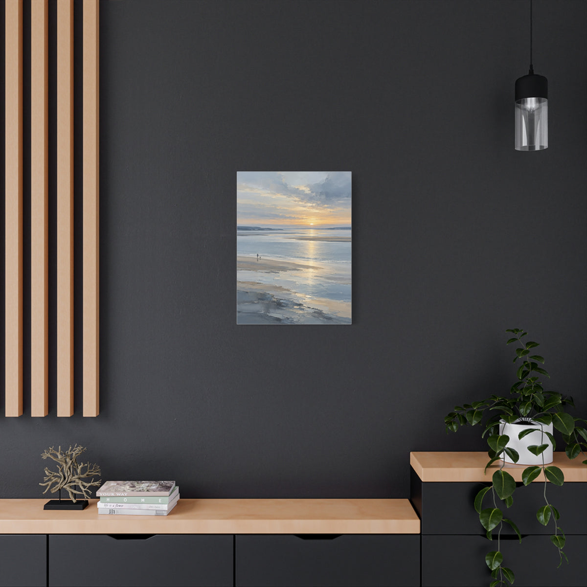 Silver Estuary frameless canvas styled interior