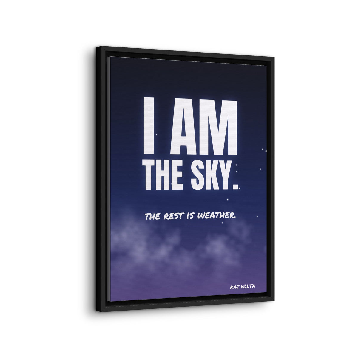 I Am the Sky framed canvas side view
