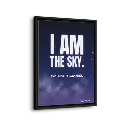 I Am the Sky framed canvas side view